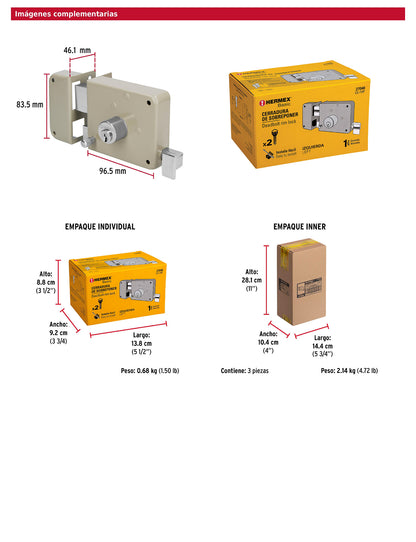 Cerradura de sobreponer instala fácil izquierda para puerta abatible