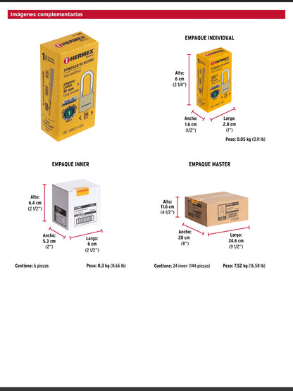 Candado de hierro de 25 mm con gancho largo