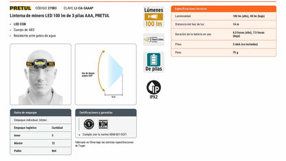 Linterna de minero LED 100 lm