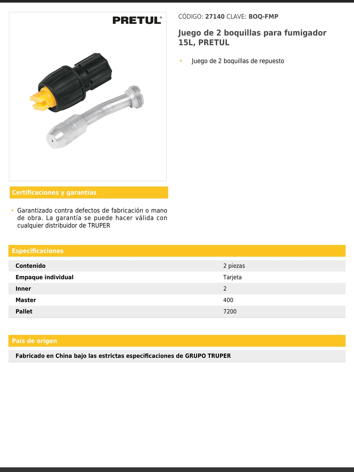 Juego de 2 boquillas para fumigador de 15 L