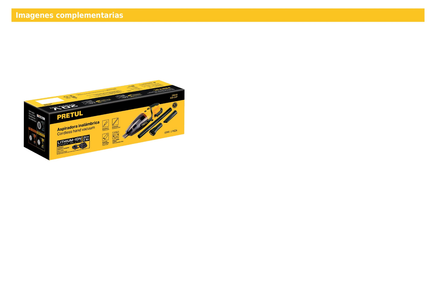 Aspiradora para auto de 20 V con batería de 2 Ah