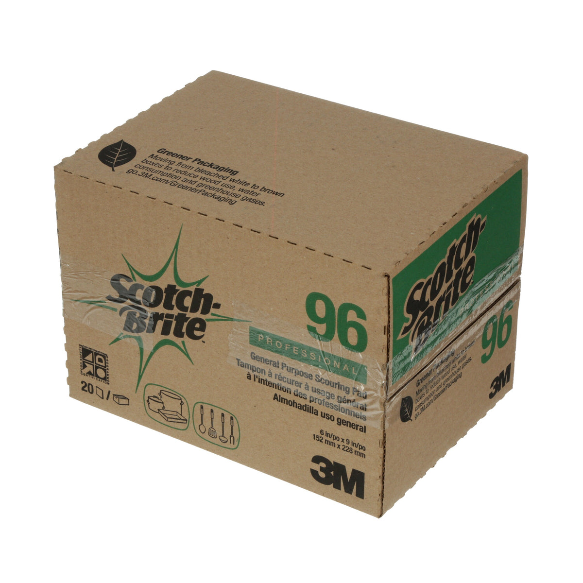 Mascón Scotch-Brite Verde Uso General 6 x 9 Pulgadas Caja de 12