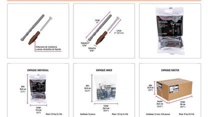 Kit Taquetes 5/16 pulg Tornillos y Broca
