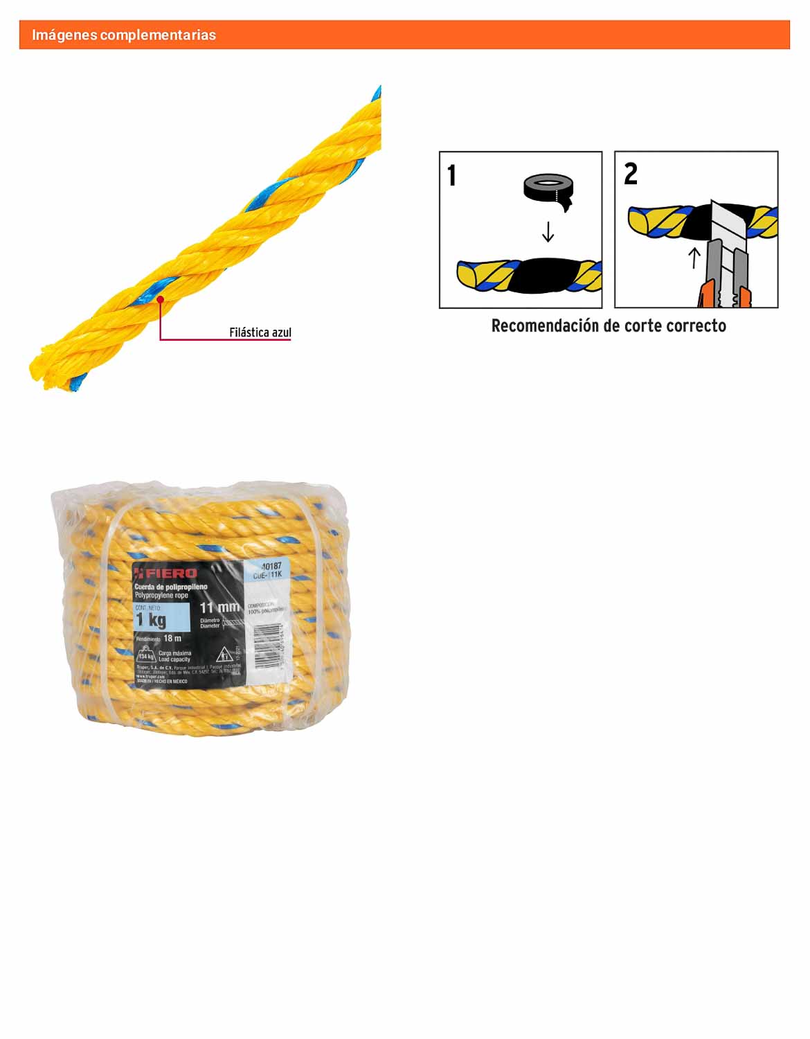 Cuerda Polipropileno 11mm Rollo 1kg