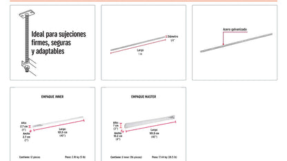 Varilla roscada galvanizada 1/4 pulg