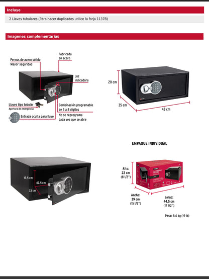 Caja fuerte de seguridad electrónica de acero para laptop con combinación programable