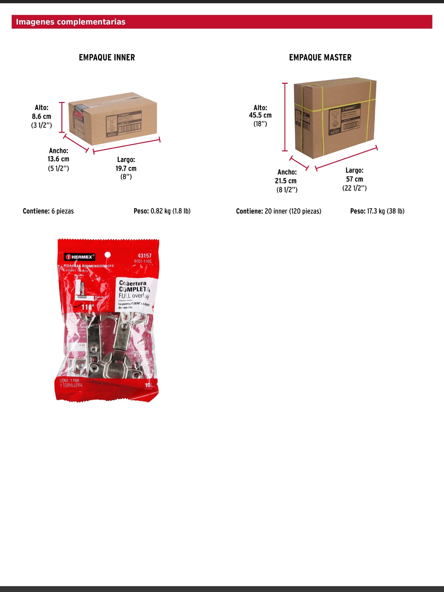 Bisagras bidimensionales de 110 grados cobertura completa