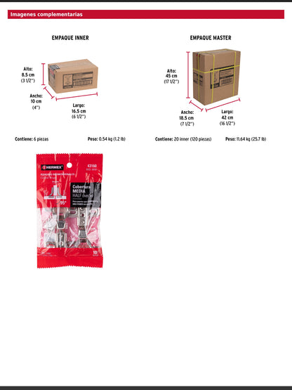 Bisagras bidimensionales de 95° cobertura media en bolsa con 2 piezas