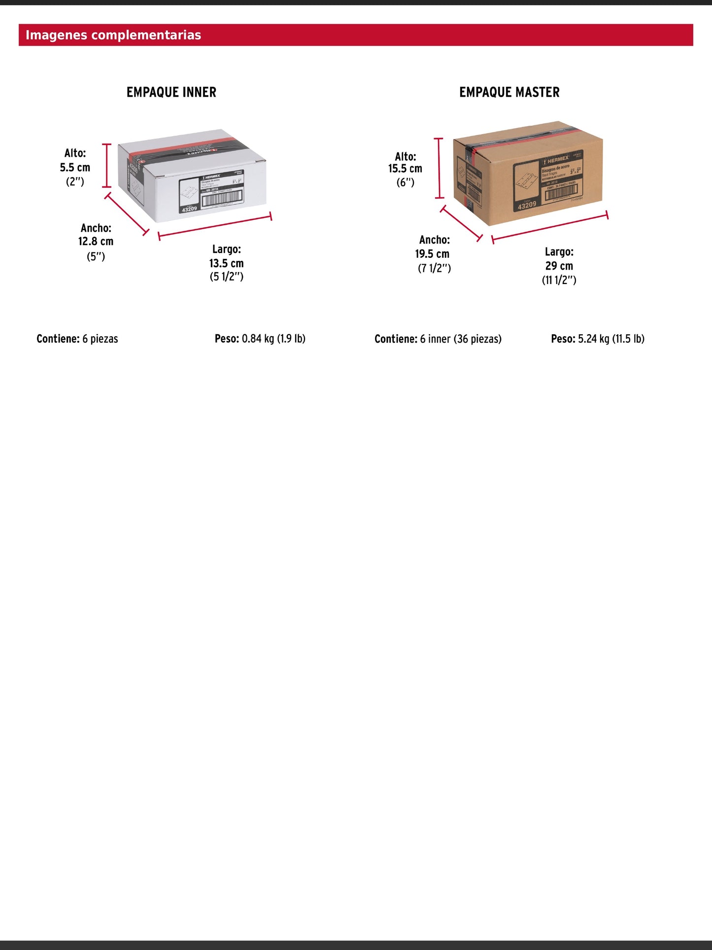 Bisagras rectangulares de 3 pulgadas en acero latonado