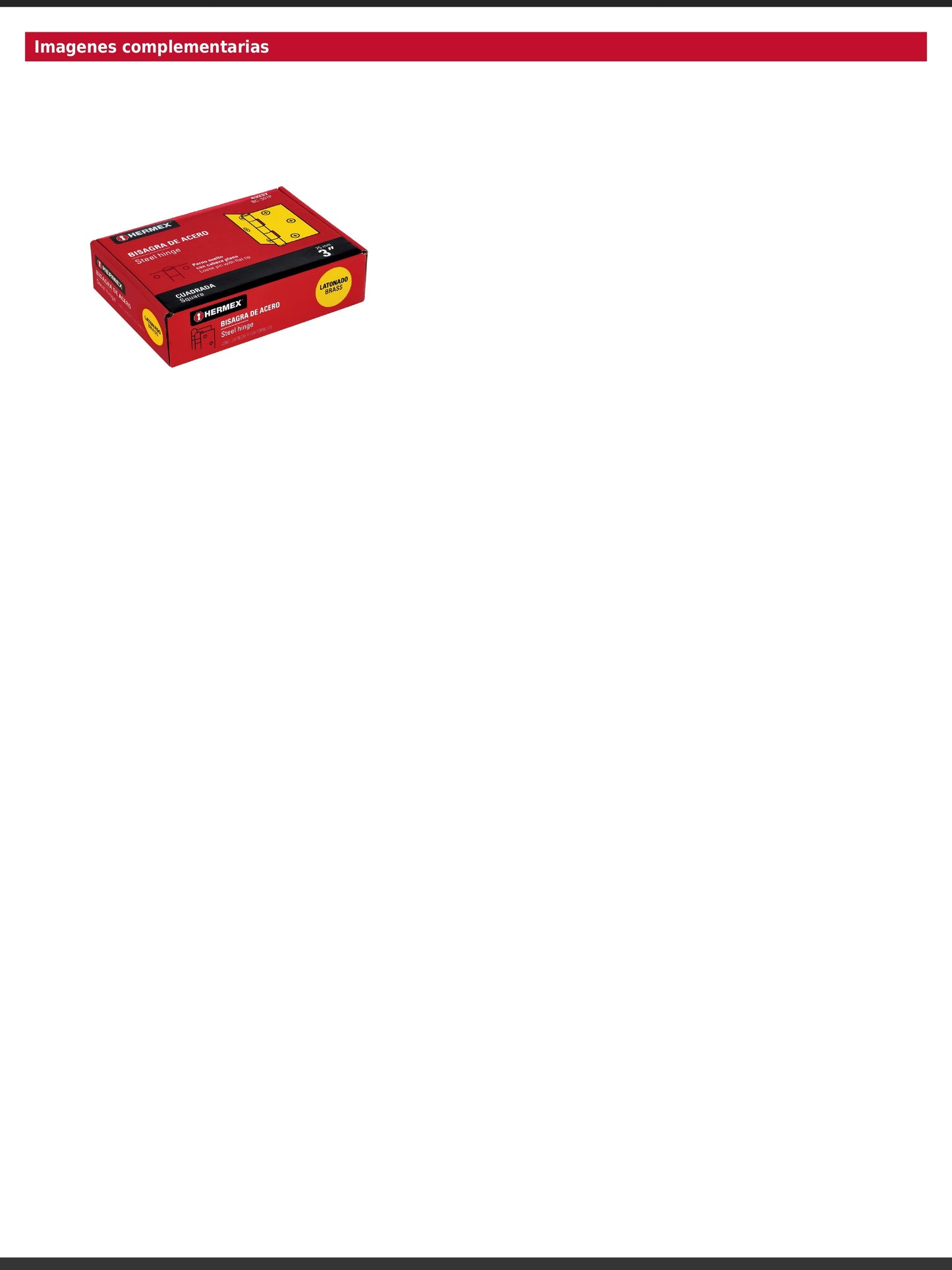 Bisagra cuadrada de acero con acabado latonado