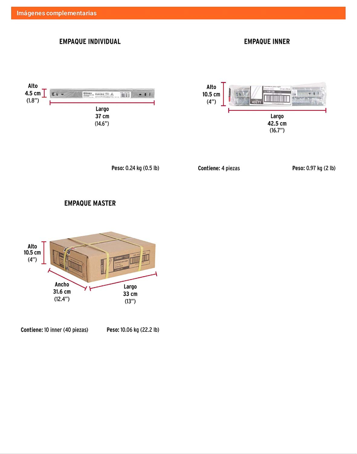 Corredera extensión 30cm para cajón