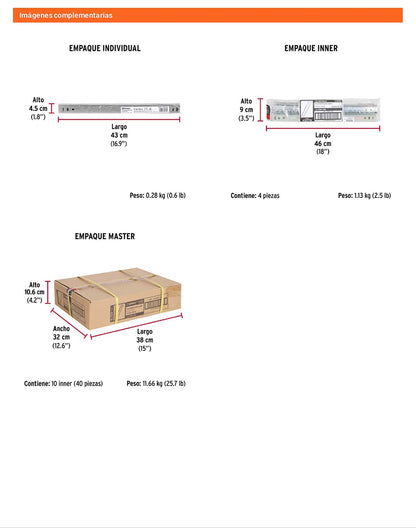 Corredera extensión 35cm para cajón