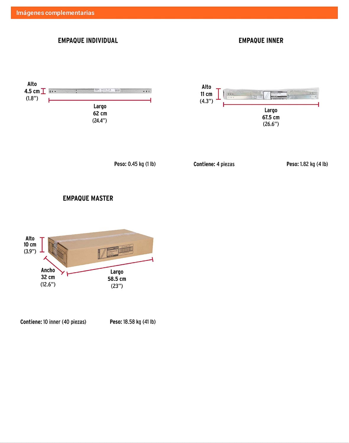 Corredera extensión 55cm para cajón