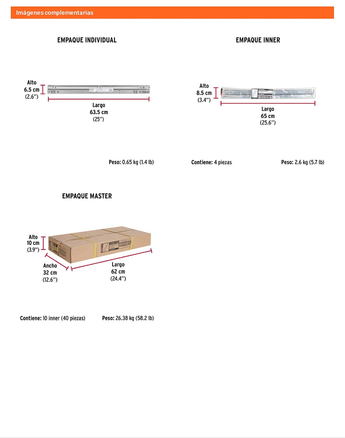 Corredera extensión 60cm para cajón