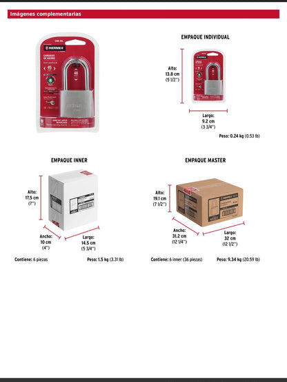 Candado de hierro de 45 mm con gancho largo