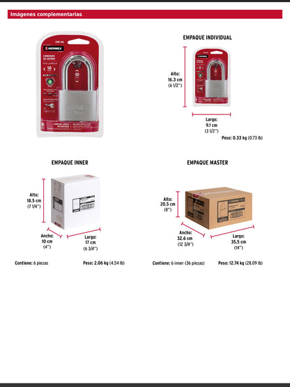 Candado de hierro de 50 mm con gancho largo