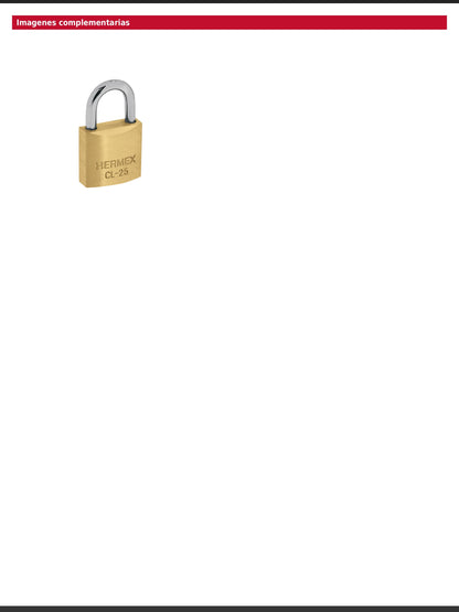 Blíster con 2 candados de latón de 25 mm con gancho corto