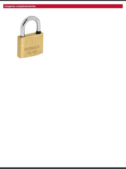 Blíster con 2 candados de latón de 40 mm con gancho corto