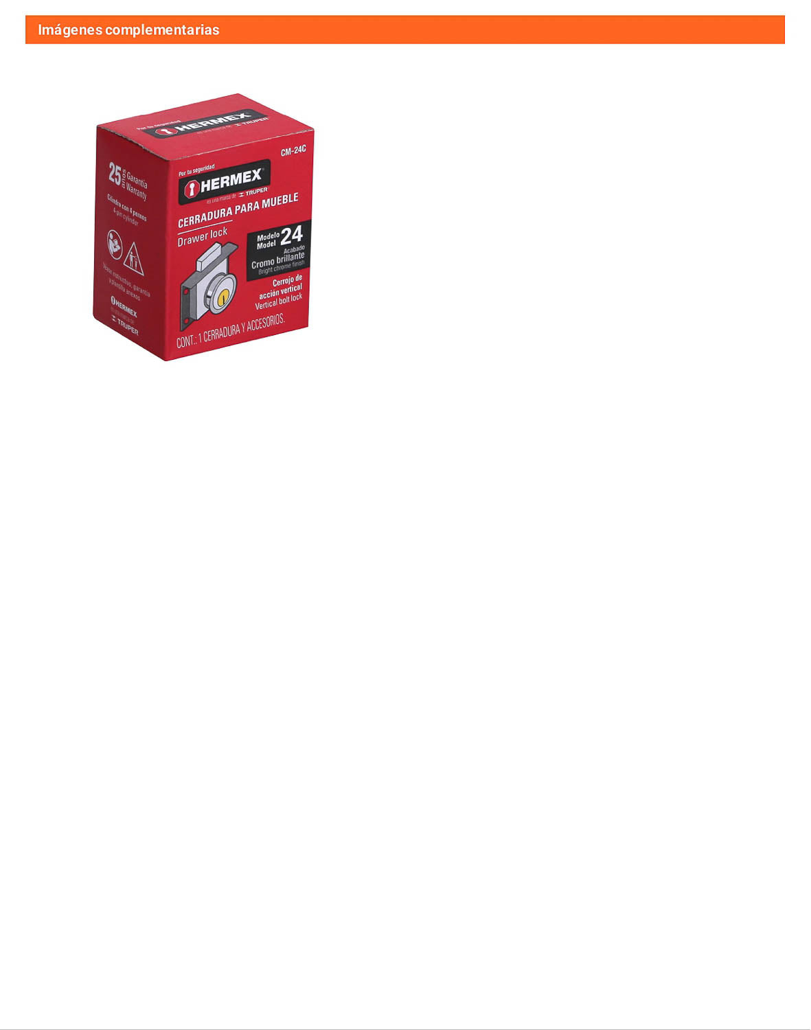 Cerradura para mueble modelo 24 cromo