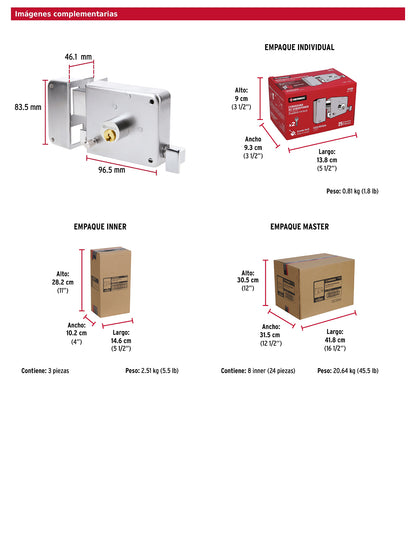 Cerradura de sobreponer instala fácil izquierda cromada tradicional