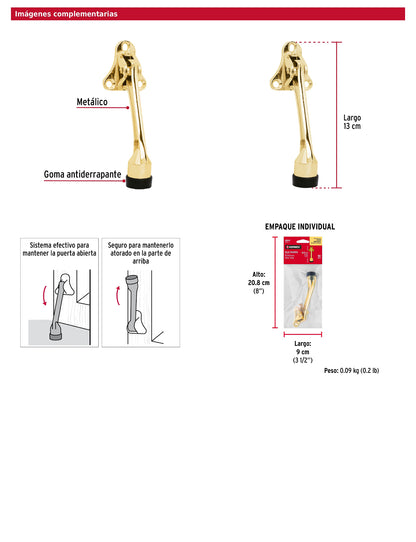Fijapuerta metálico acabado latón brillante