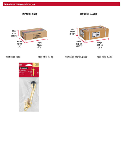 Fijapuerta metálico acabado latón brillante