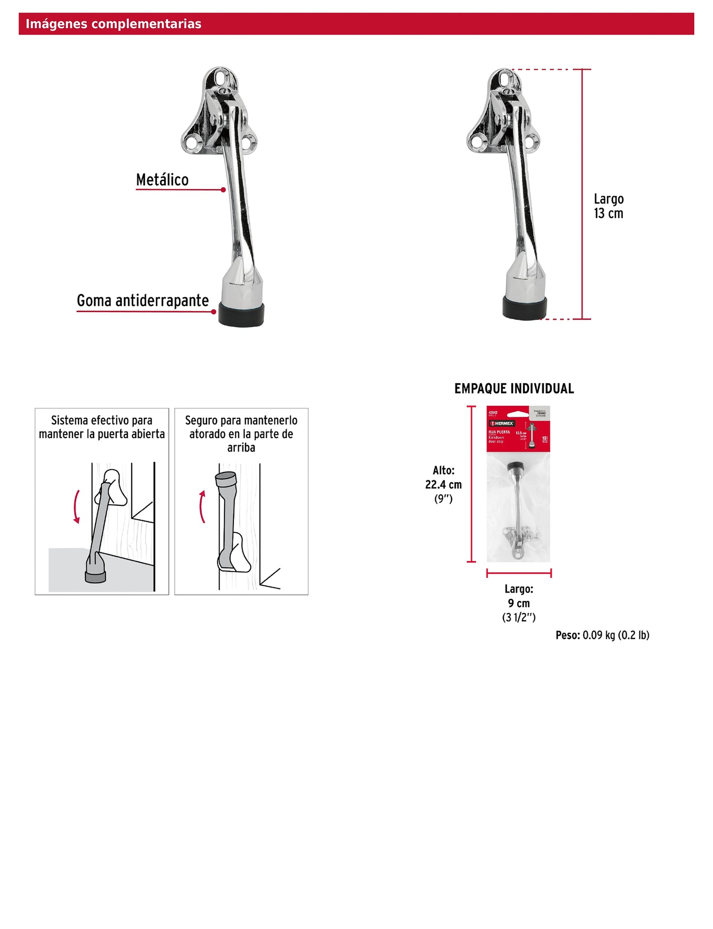 Fijapuerta metálico acabado cromo