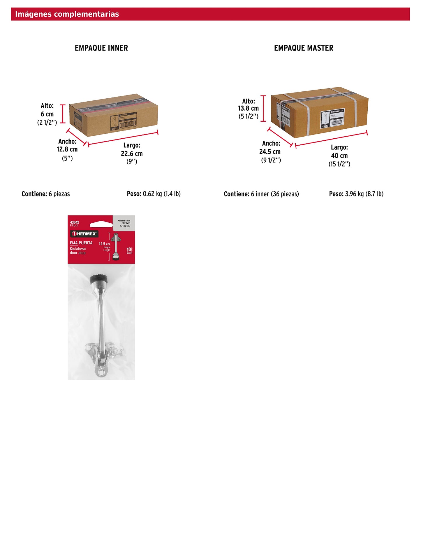 Fijapuerta metálico acabado cromo