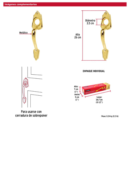 Chapetón metálico para puerta acabado latón brillante