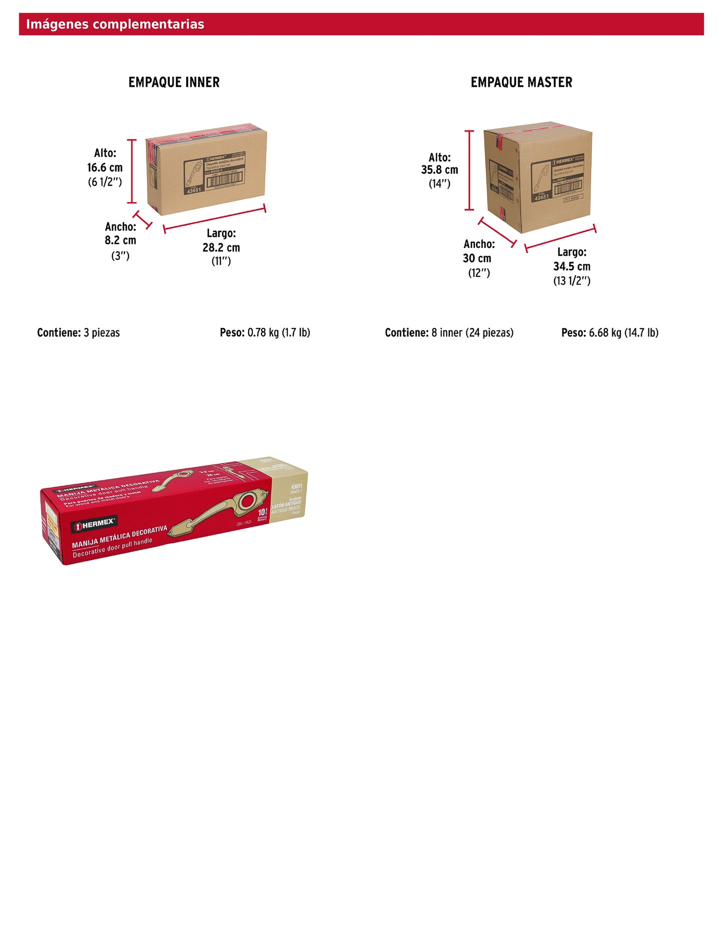 Chapetón metálico para puerta acabado latón antiguo