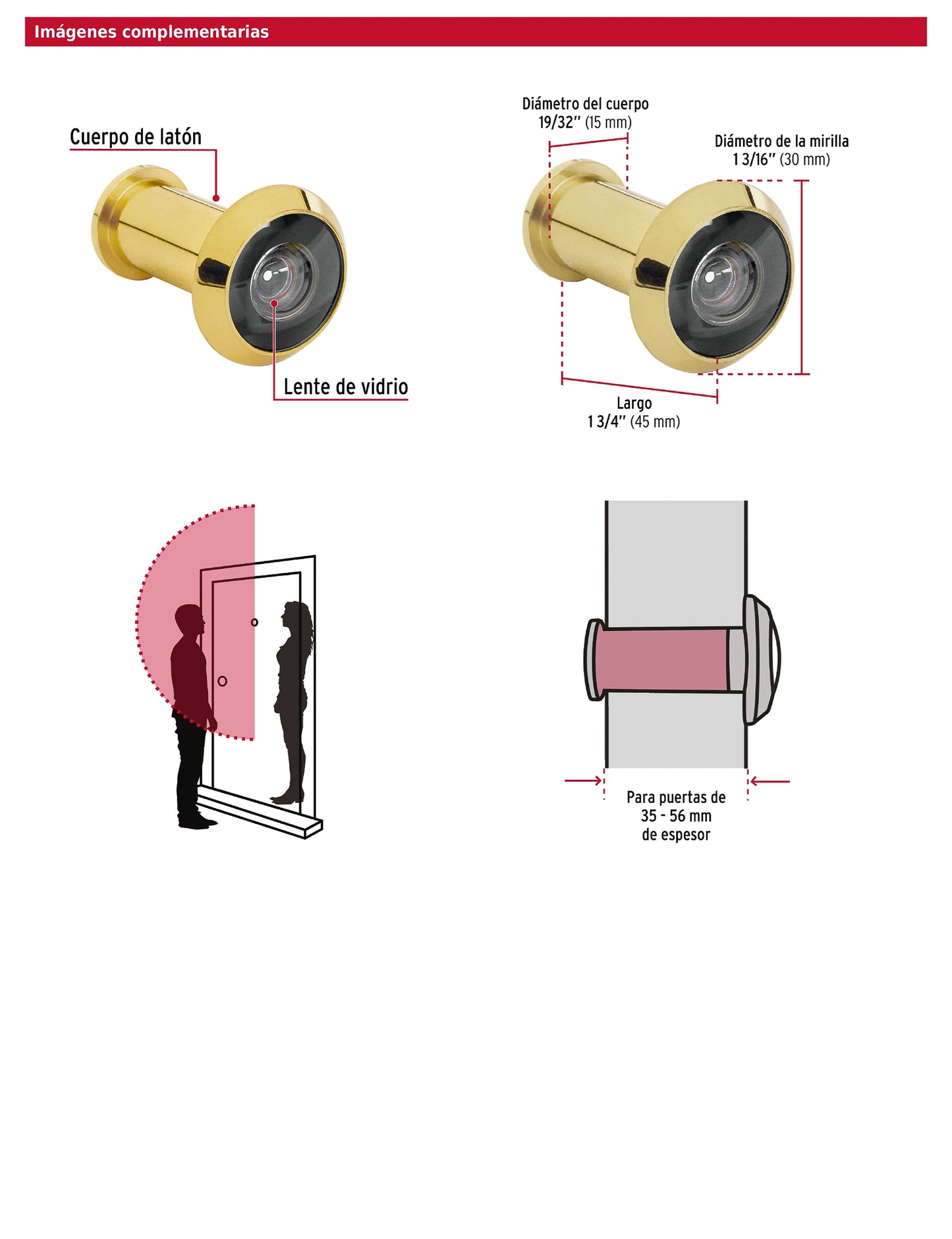 Mirilla de seguridad acabado latón