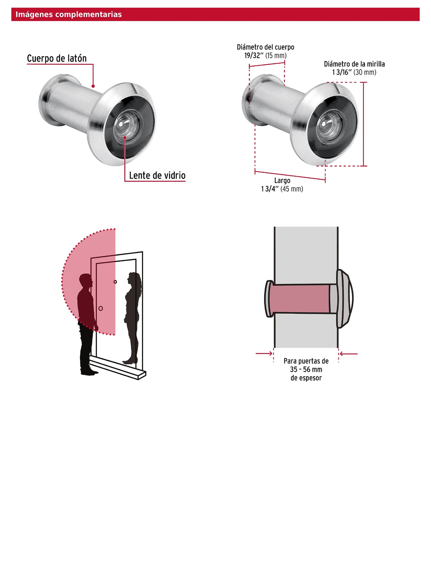 Mirilla de seguridad acabado cromo mate