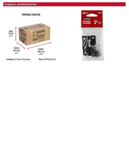 Pasador de barril 2 pulgadas de acero acabado negro