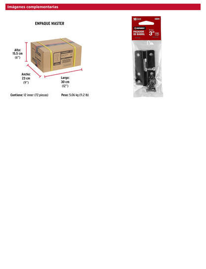 Pasador de barril 3 pulgadas de acero acabado negro