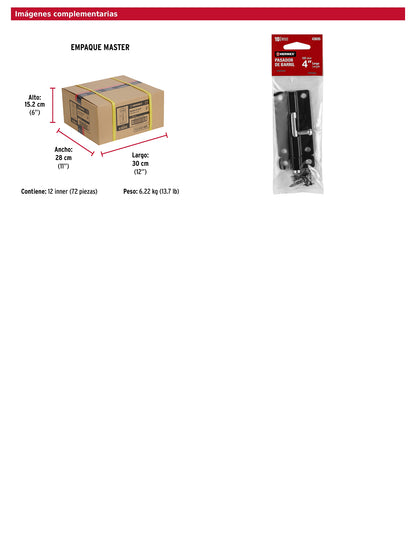 Pasador de barril 4 pulgadas de acero acabado negro