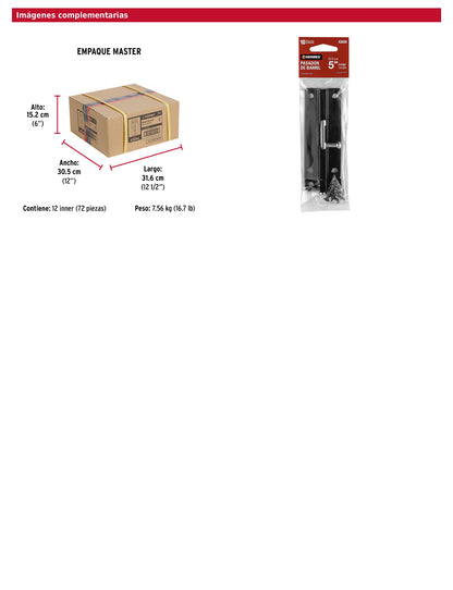 Pasador de barril 5 pulgadas de acero acabado negro