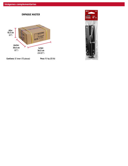 Pasador de barril 6 pulgadas de acero acabado negro