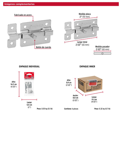 Pasador de barra plana 2 pulgadas acabado cromo