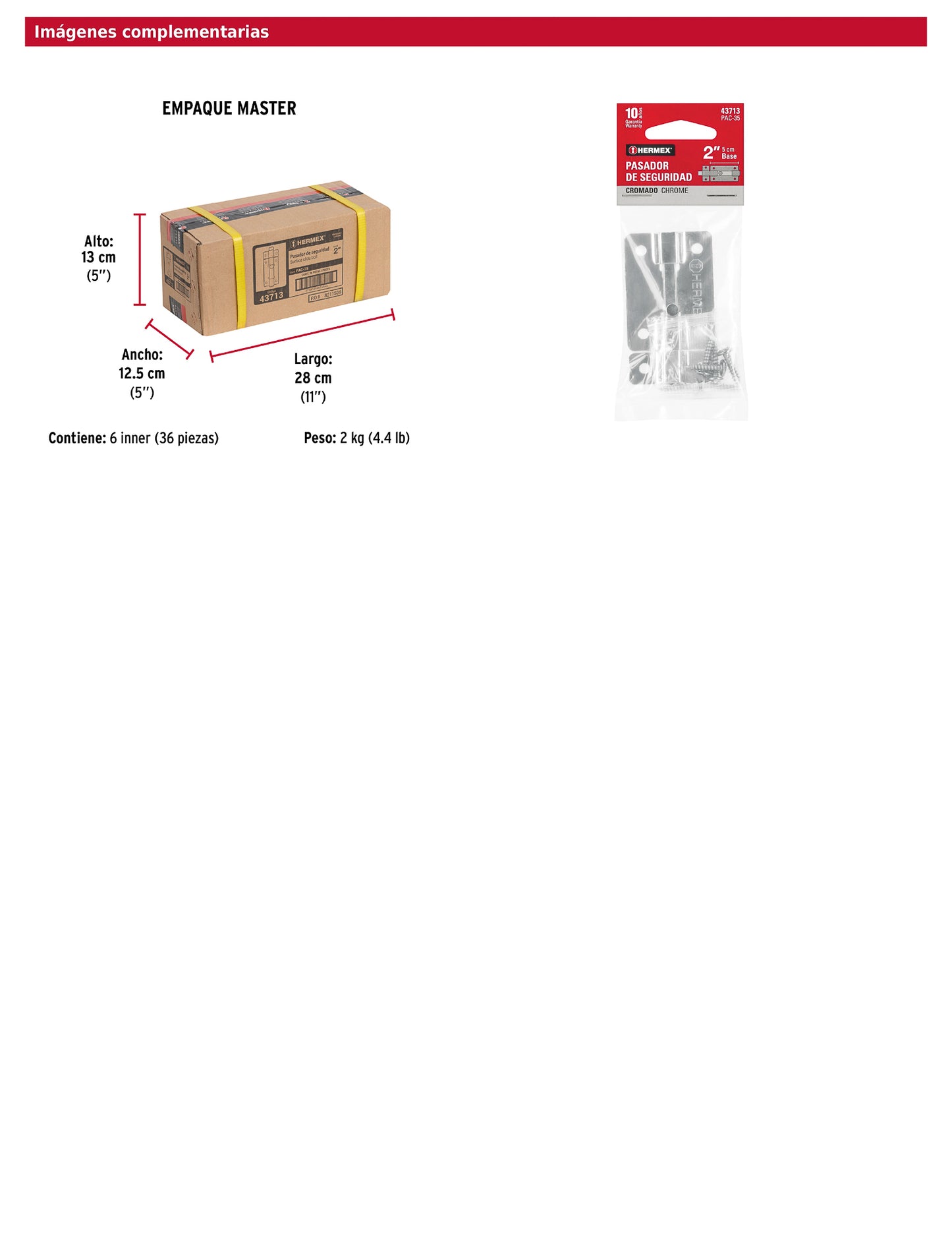 Pasador de barra plana 2 pulgadas acabado cromo