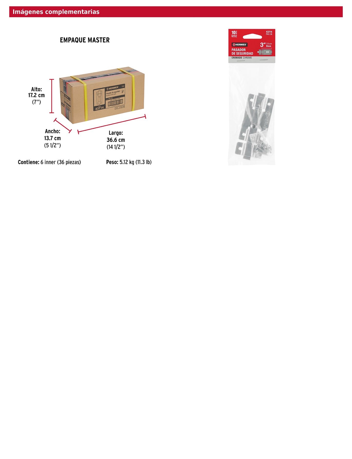 Pasador de barra plana 3 pulgadas acabado cromo