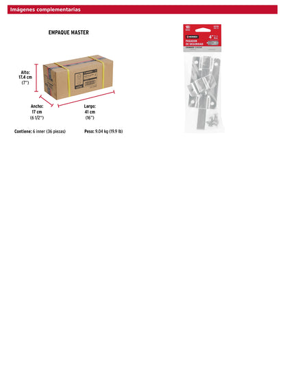 Pasador de barra plana 4 pulgadas acabado cromo