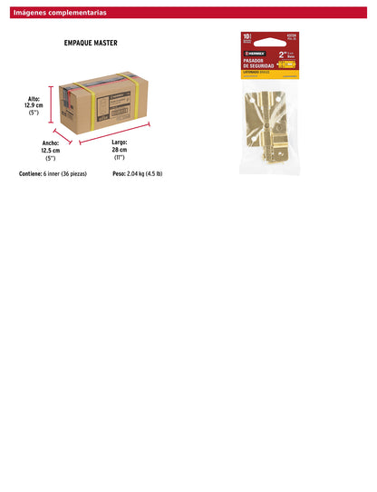 Pasador de barra plana 2 pulgadas acabado latón