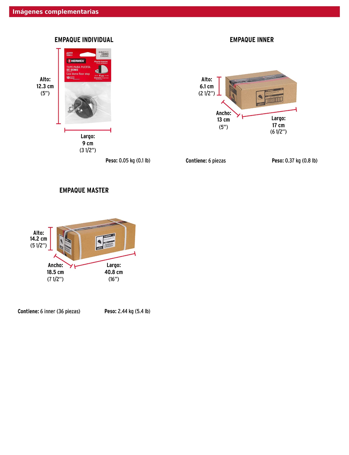 Tope tipo domo para puerta acabado cromo