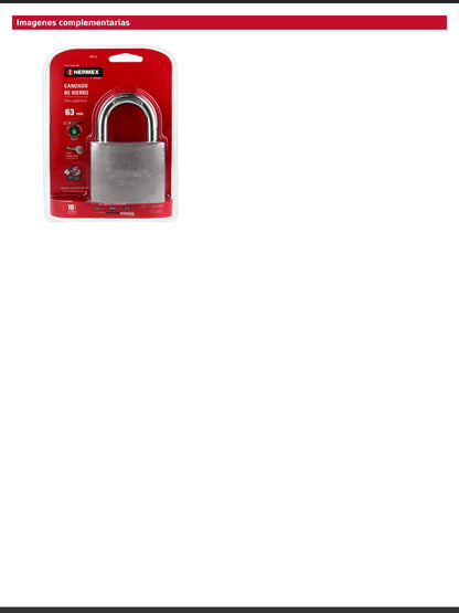 Candado de hierro de 63 mm con gancho corto