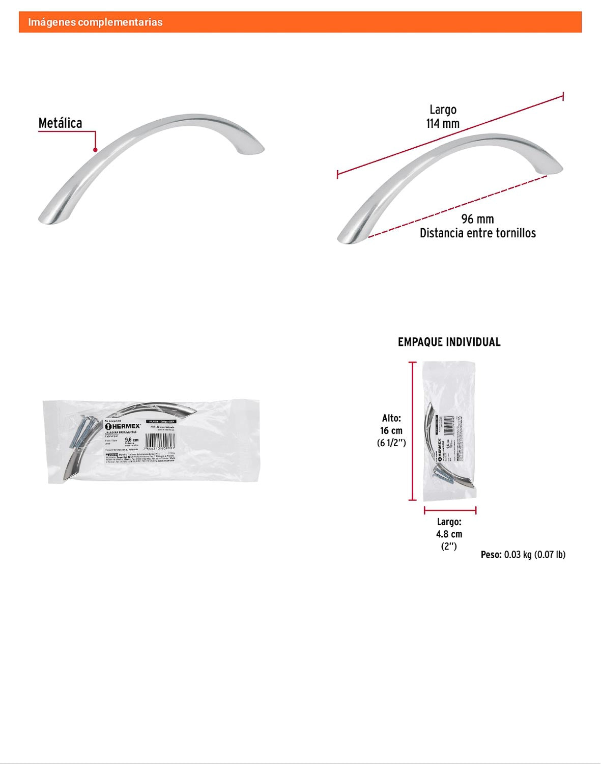 Jaladera 96mm línea Arco níquel