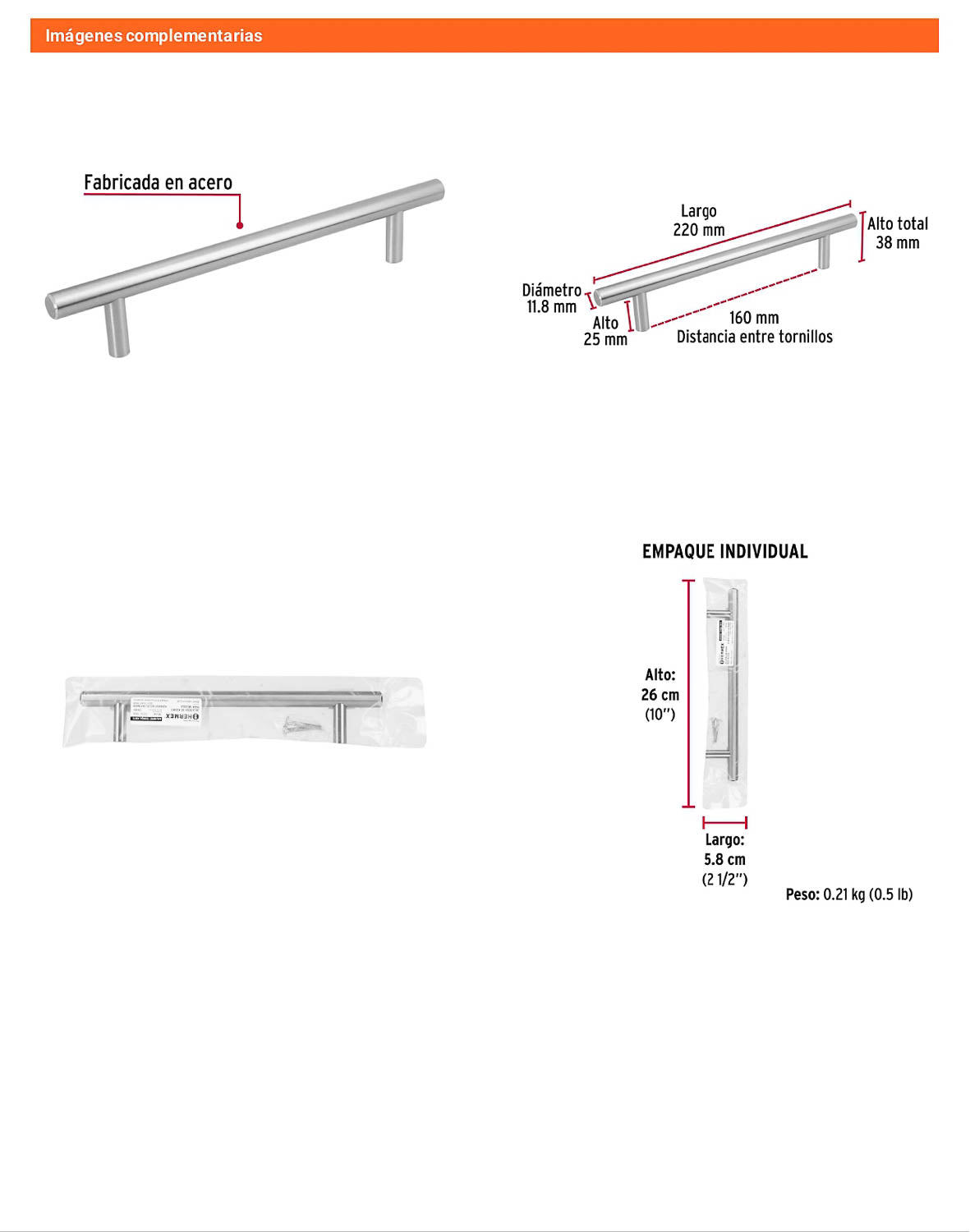 Jaladera 160mm línea Cilindro níquel
