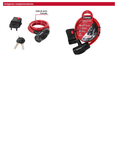 Candado de cable con llave 10 mm x 1.0 m