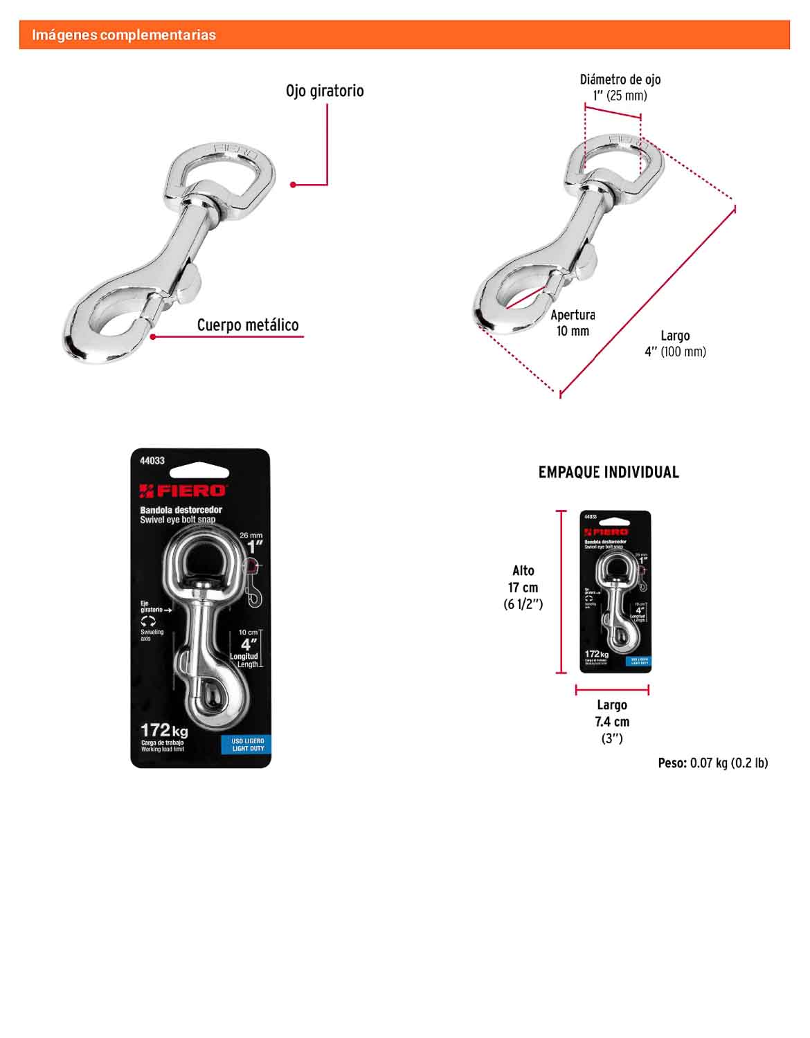 Bandola Zinc Giratoria 1 Pulgada