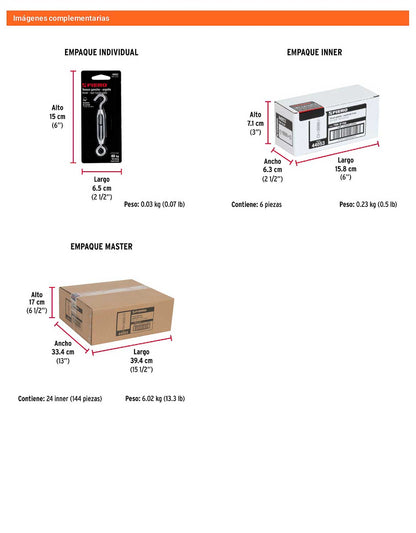 Tensor Zinc Ojo Gancho 3/16 Pulgada