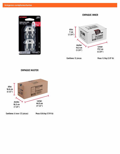 Nudo Perro Hierro Galvanizado Cable 1/4